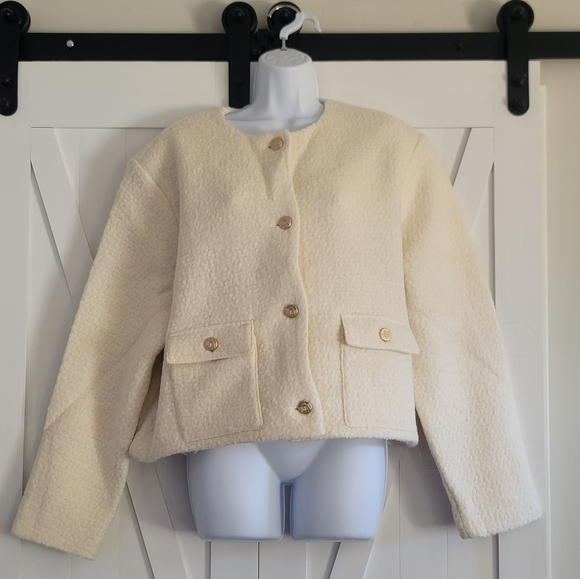 NWT Abercrombie Collarless Boucle Jacket | Size XL - Picture 4 of 12